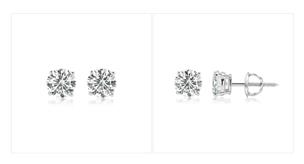 0.60 CTW DIAMOND STUD EARRINGS 1/3 CARAT EACH LAB GROWN DIAMONDS F